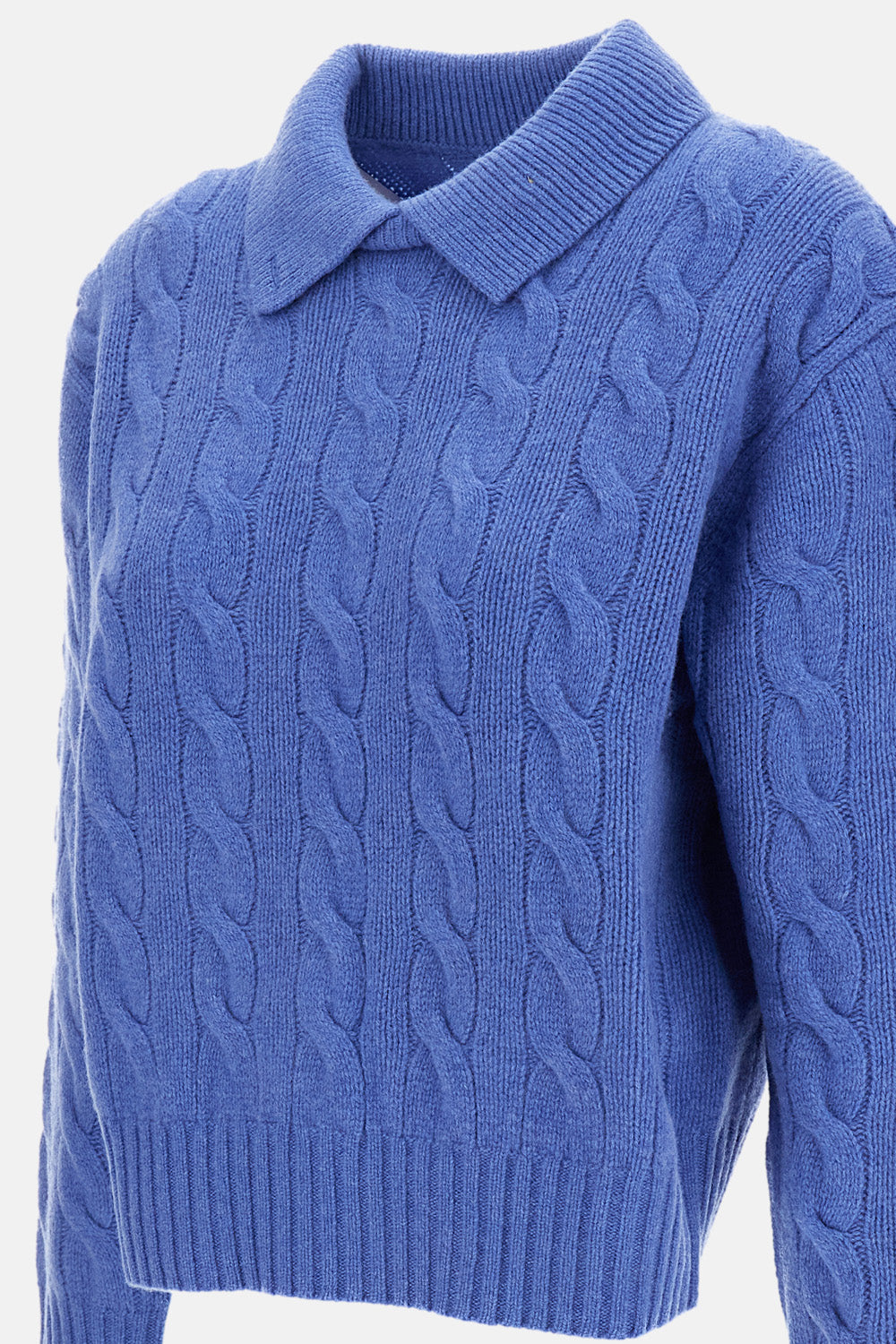 WOOL AND CASHMERE CABLE-KNIT POLO SWEATER