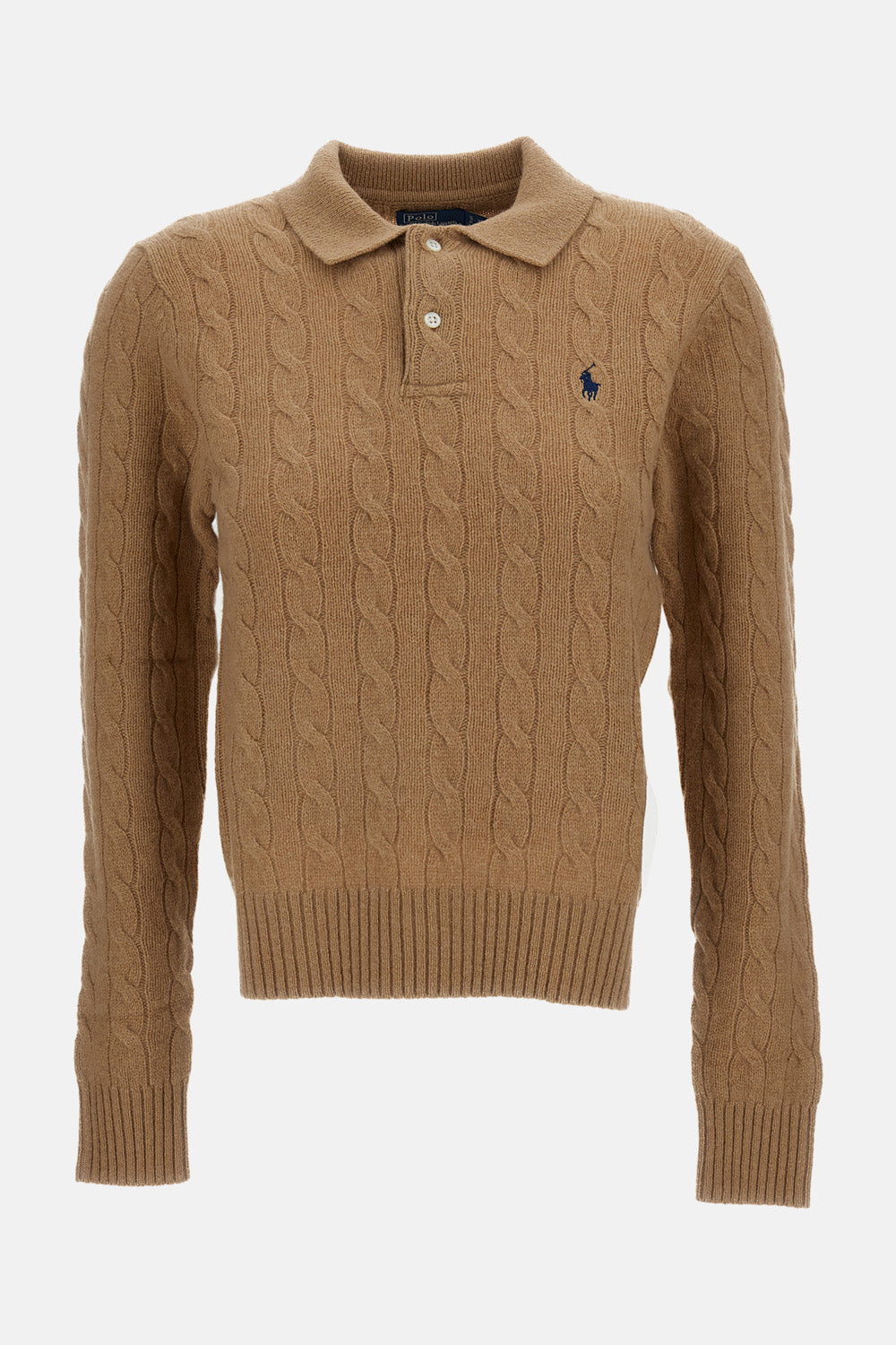 WOOL-BLEND POLO SWEATER