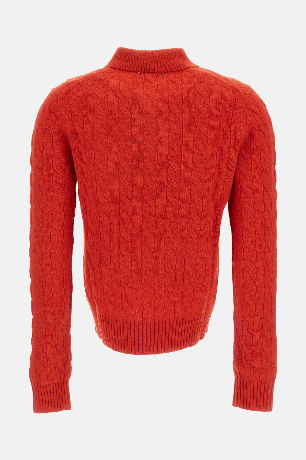 WOOL AND CASHMERE CABLE-KNIT POLO SWEATER