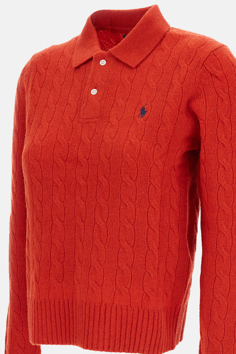 WOOL AND CASHMERE CABLE-KNIT POLO SWEATER