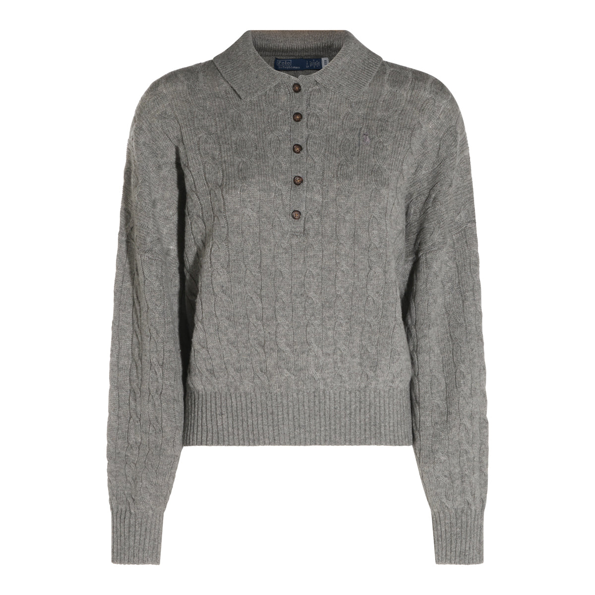 GREY WOOL POLO SHIRT