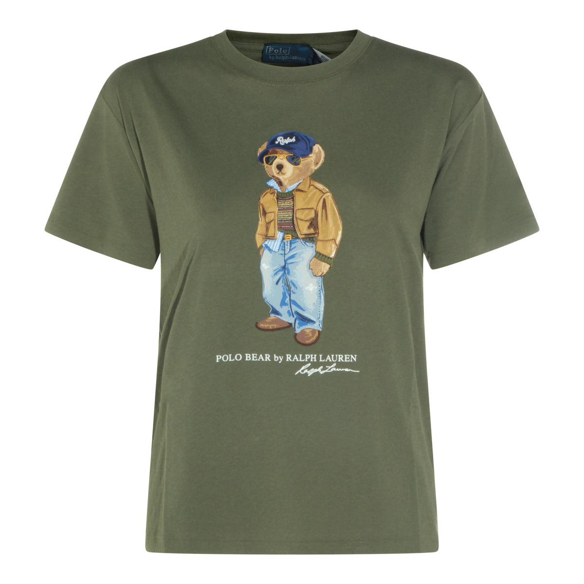 DENSE OLIVE BEAR COTTON T-SHIRT