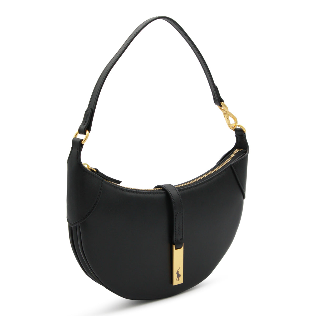 BLACK LEATHER POLO ID SHOULDER BAG