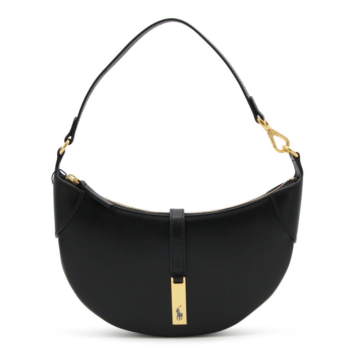 BLACK LEATHER POLO ID SHOULDER BAG