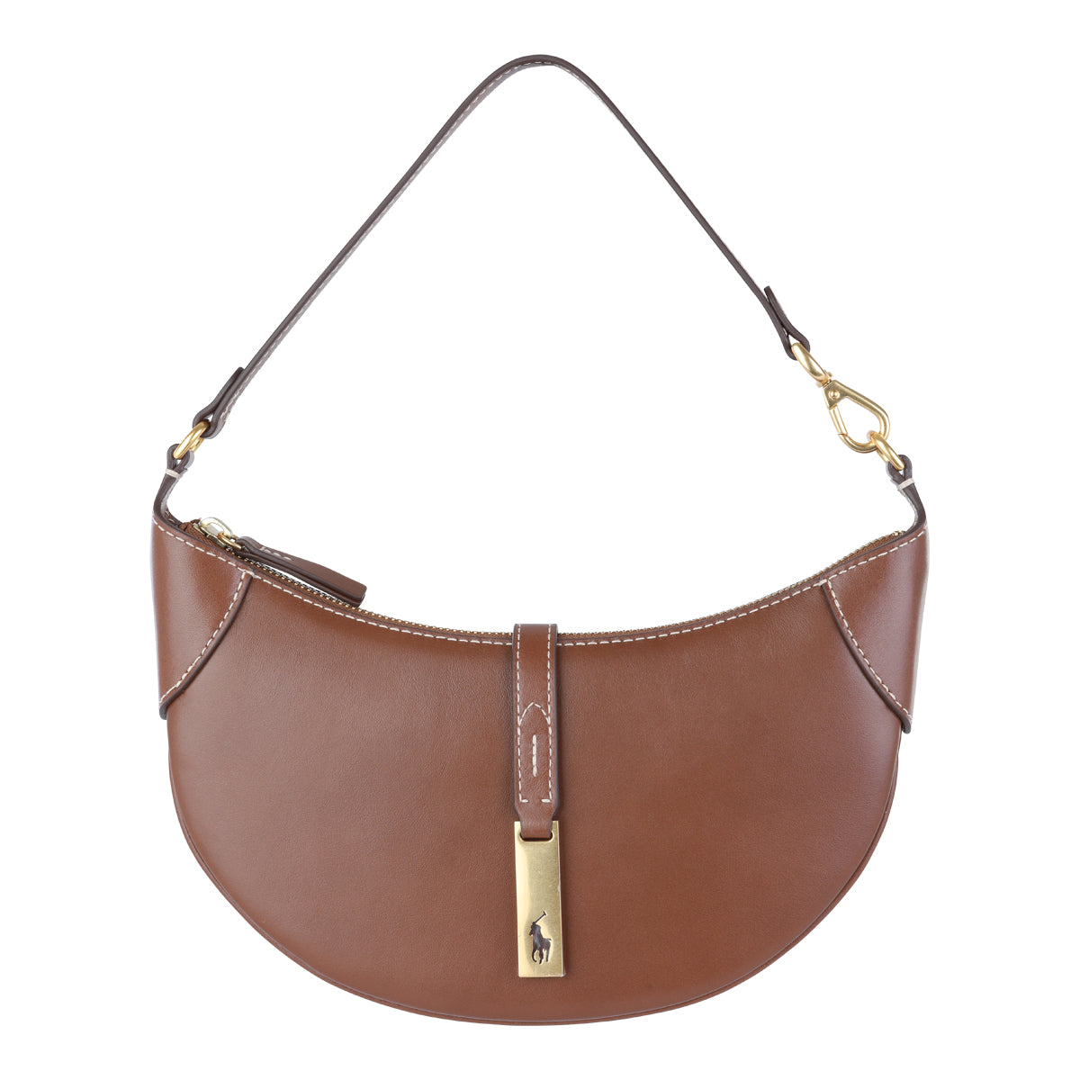 BROWN LEATHER POLO ID SHOULDER BAG