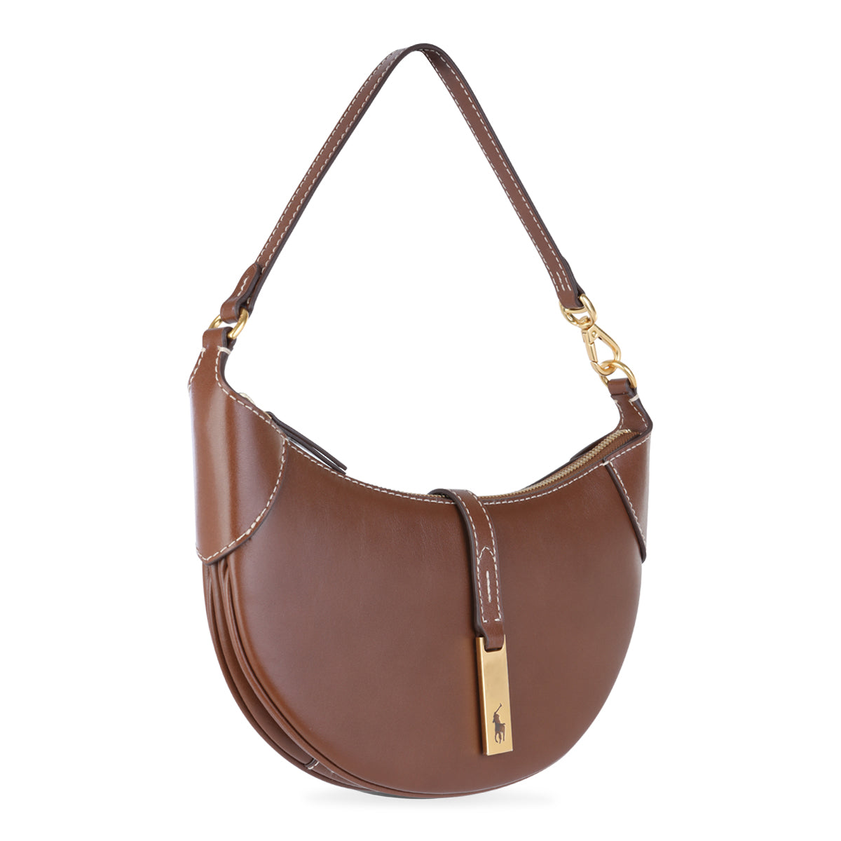BROWN LEATHER POLO ID SHOULDER BAG