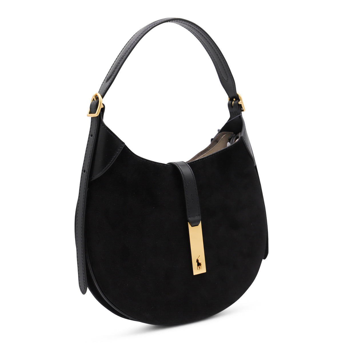 BLACK LEATHER POLO ID SHOULDER BAG