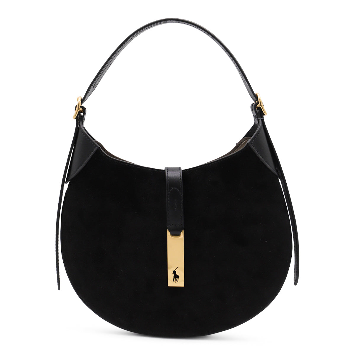 BLACK LEATHER POLO ID SHOULDER BAG