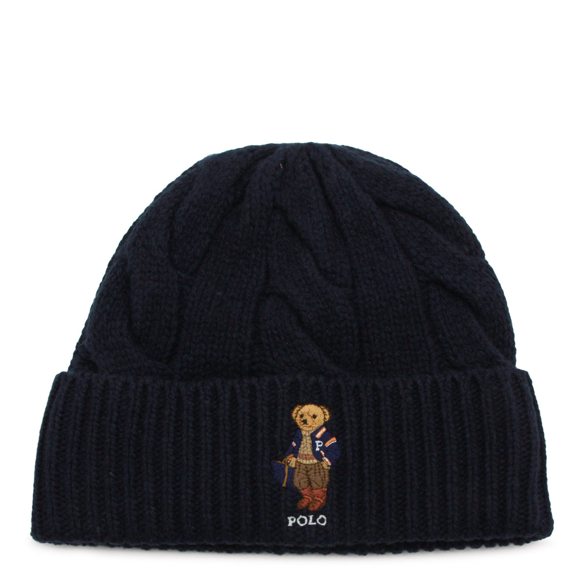 NAVY WWOOL BLEND BEAR HAT