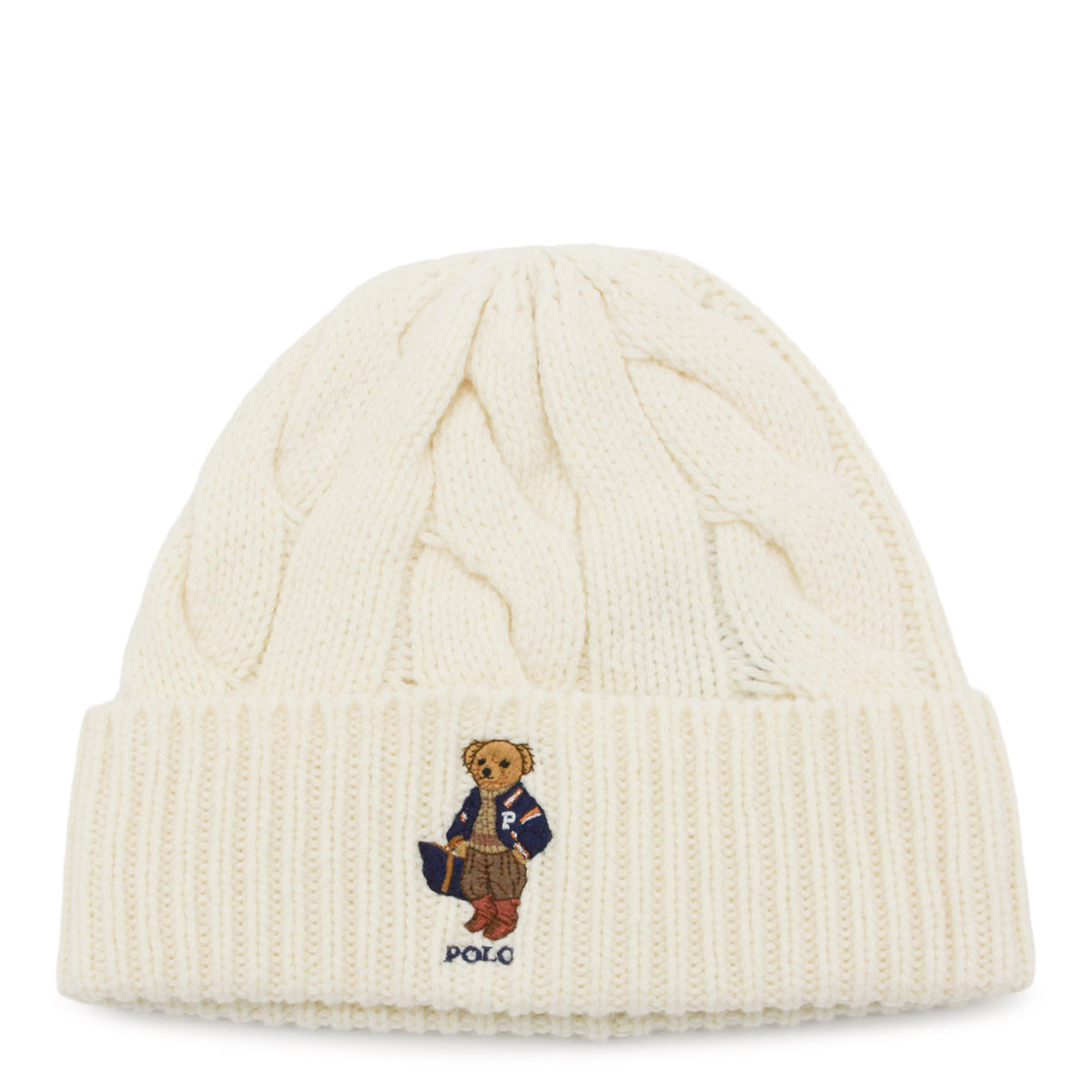 CREAM WOOL BLEND BEAR HAT