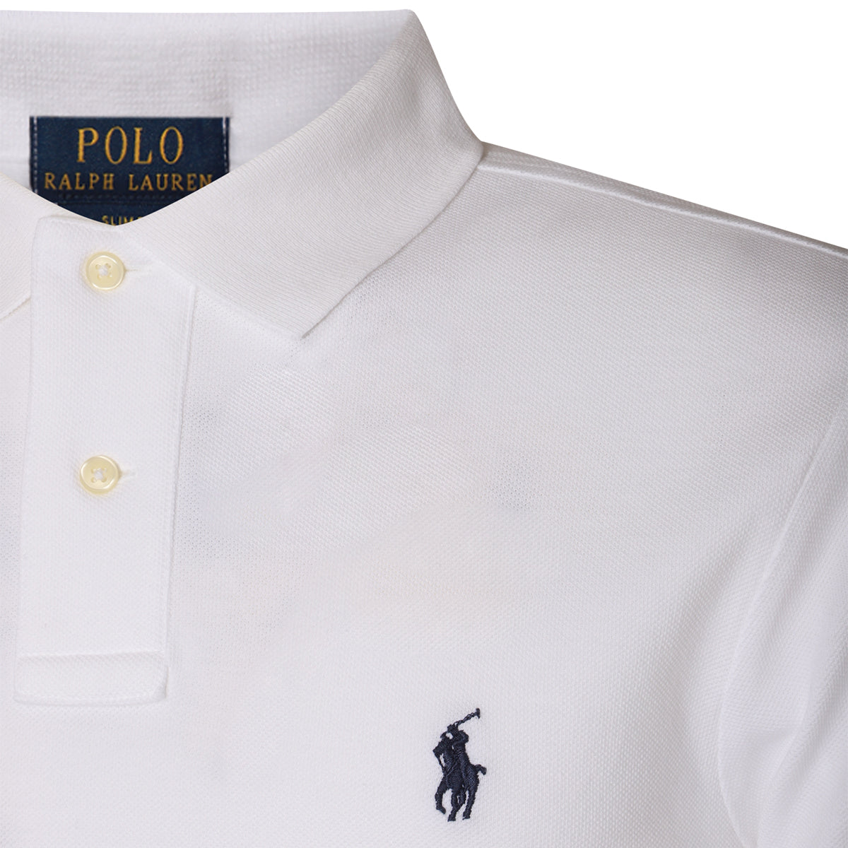 WHITE AND BLUE COTTON POLO SHIRT