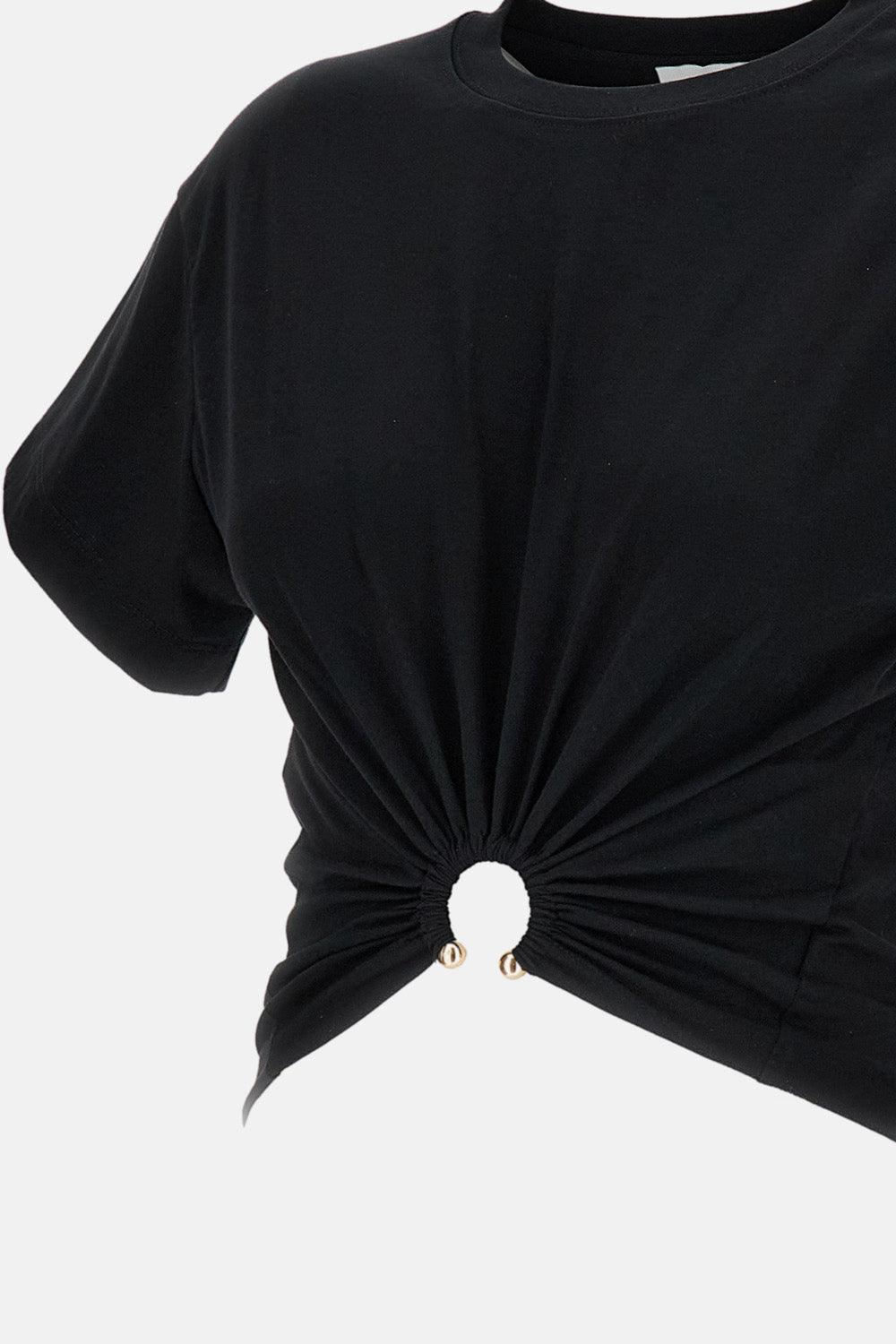 BLACK T-SHIRT WITH PIERCING