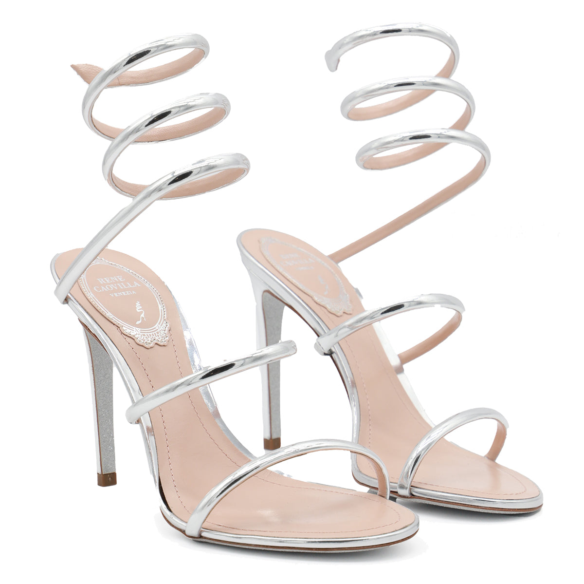 SILVER LEATHER CLEO SANDALS