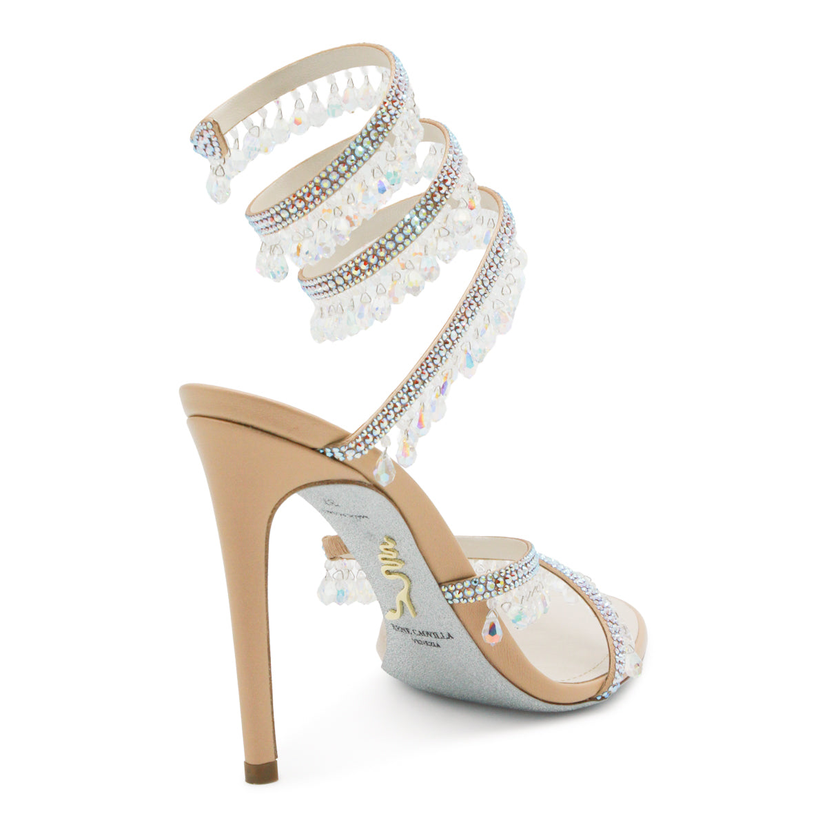 BEIGE LEATHER CLEO HIGH HEEL SANDALS