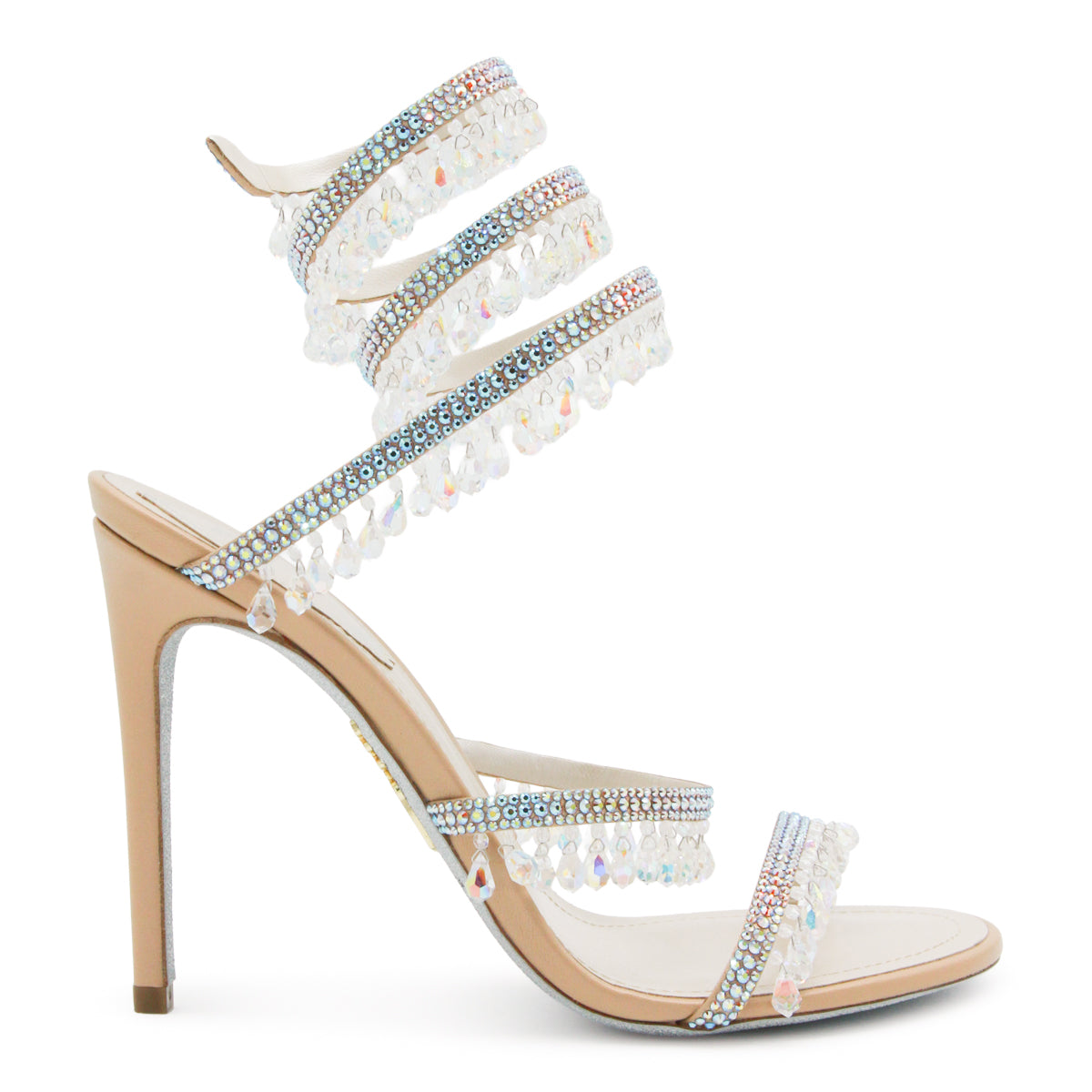 BEIGE LEATHER CLEO HIGH HEEL SANDALS