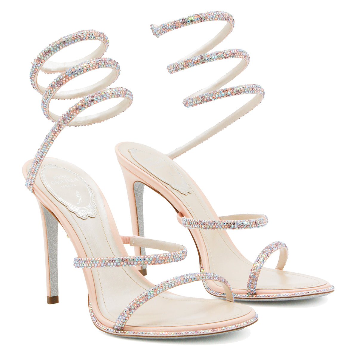 POUDRE PINK LEATHER CLEO STILETTO SANDALS