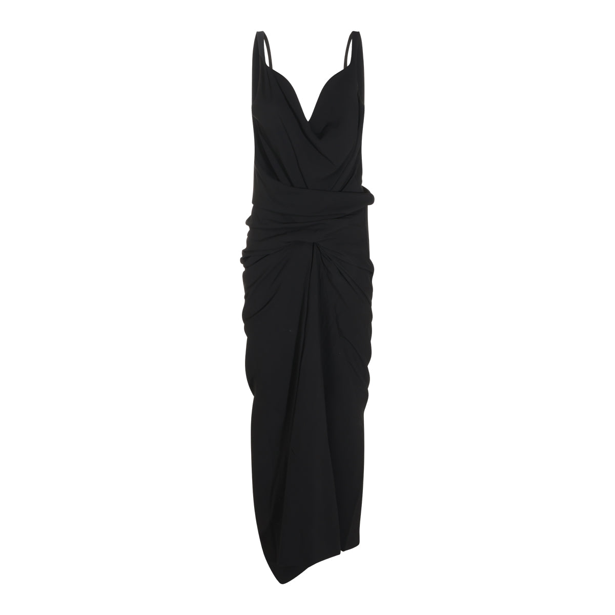 BLACK STRETCH WRAP DRESS