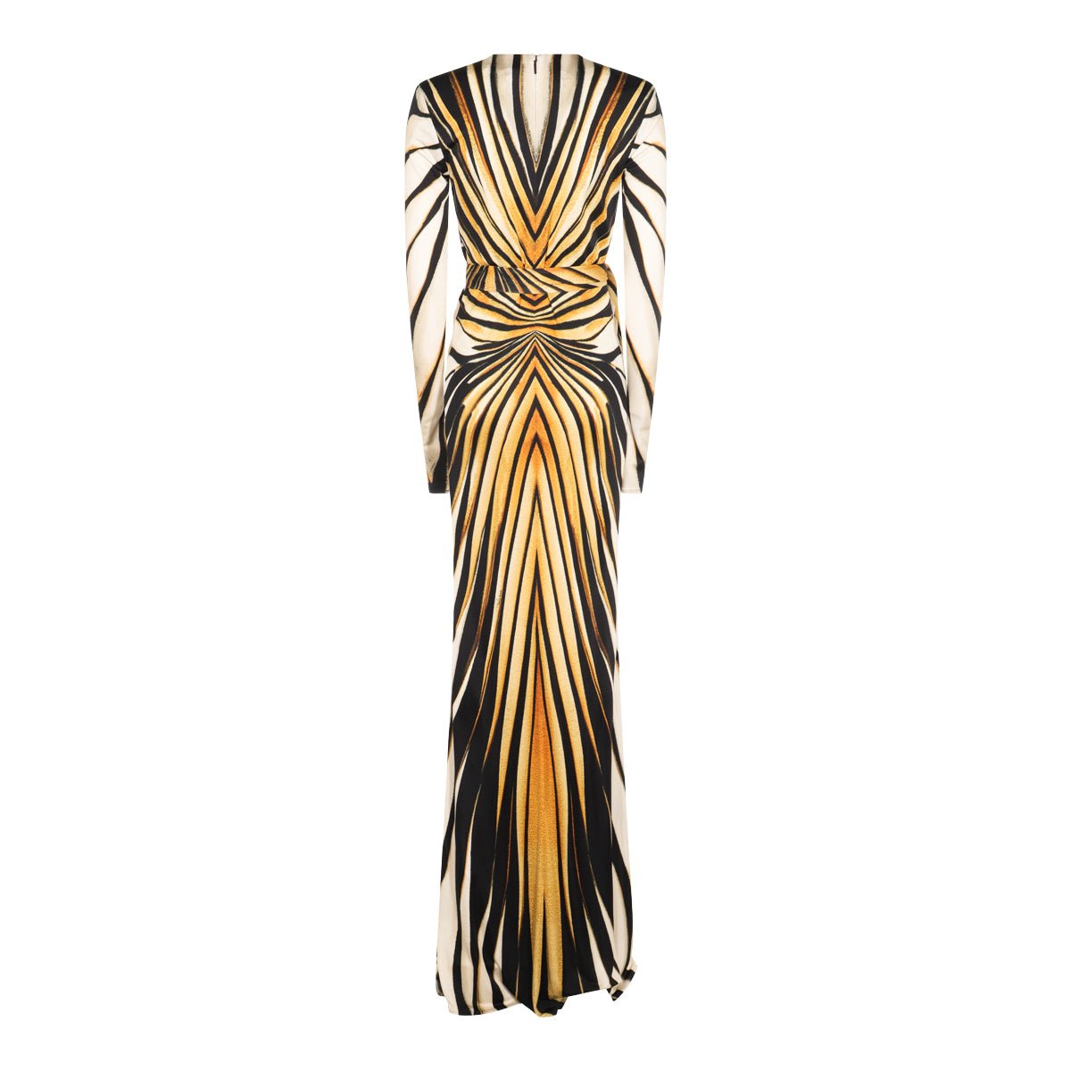 YELLOW AND BLACK VISCOSE MAXI DRESS