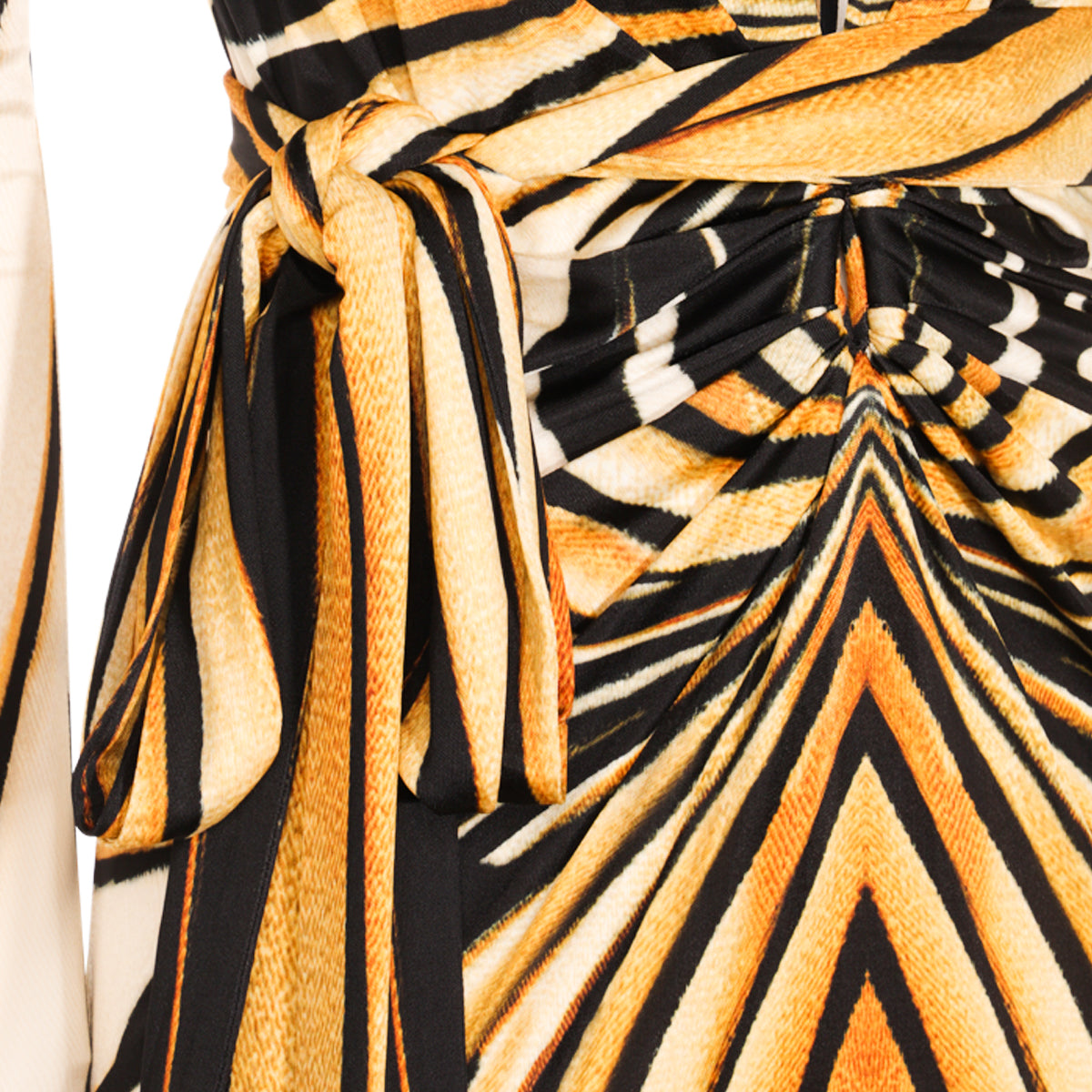 YELLOW AND BLACK VISCOSE MAXI DRESS