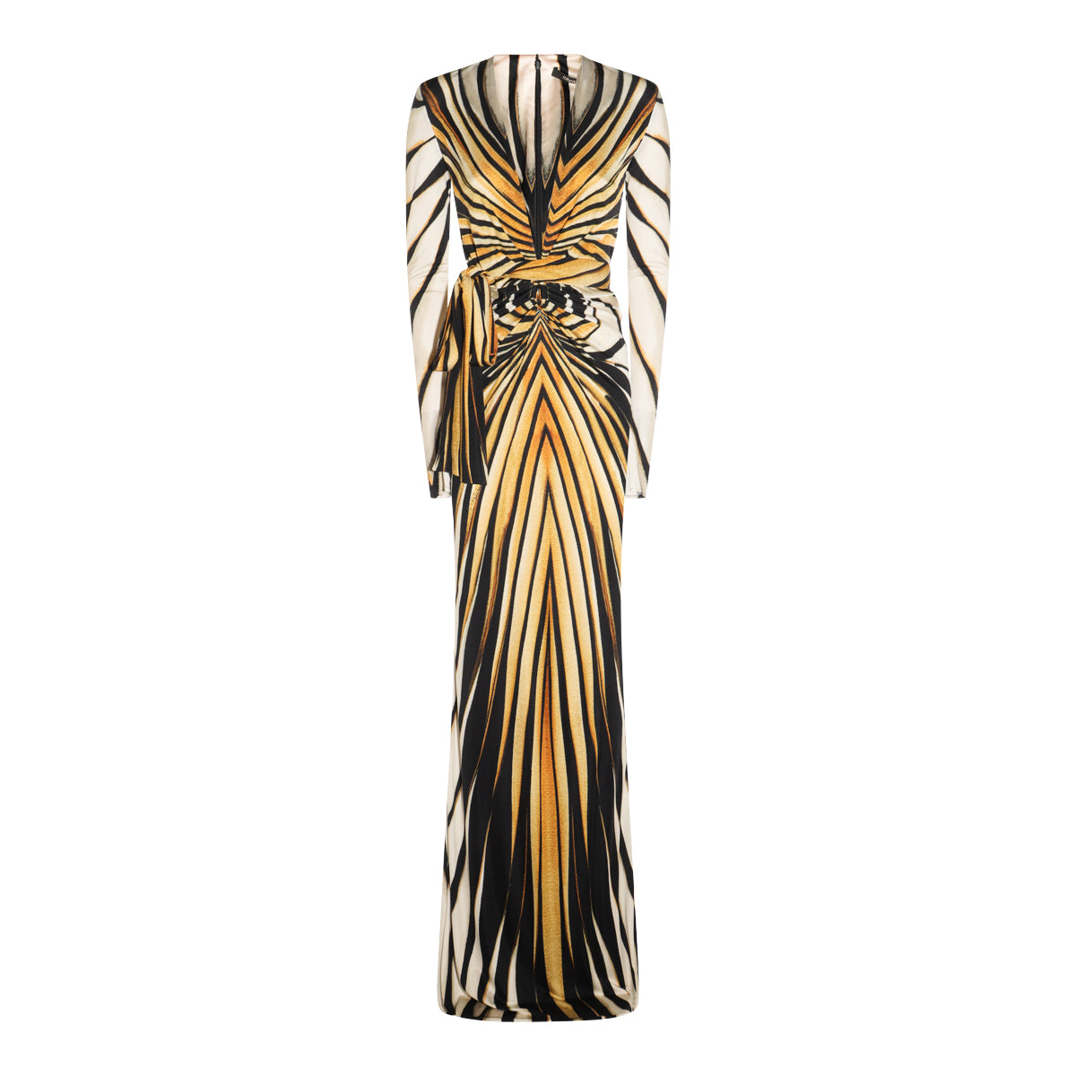 YELLOW AND BLACK VISCOSE MAXI DRESS