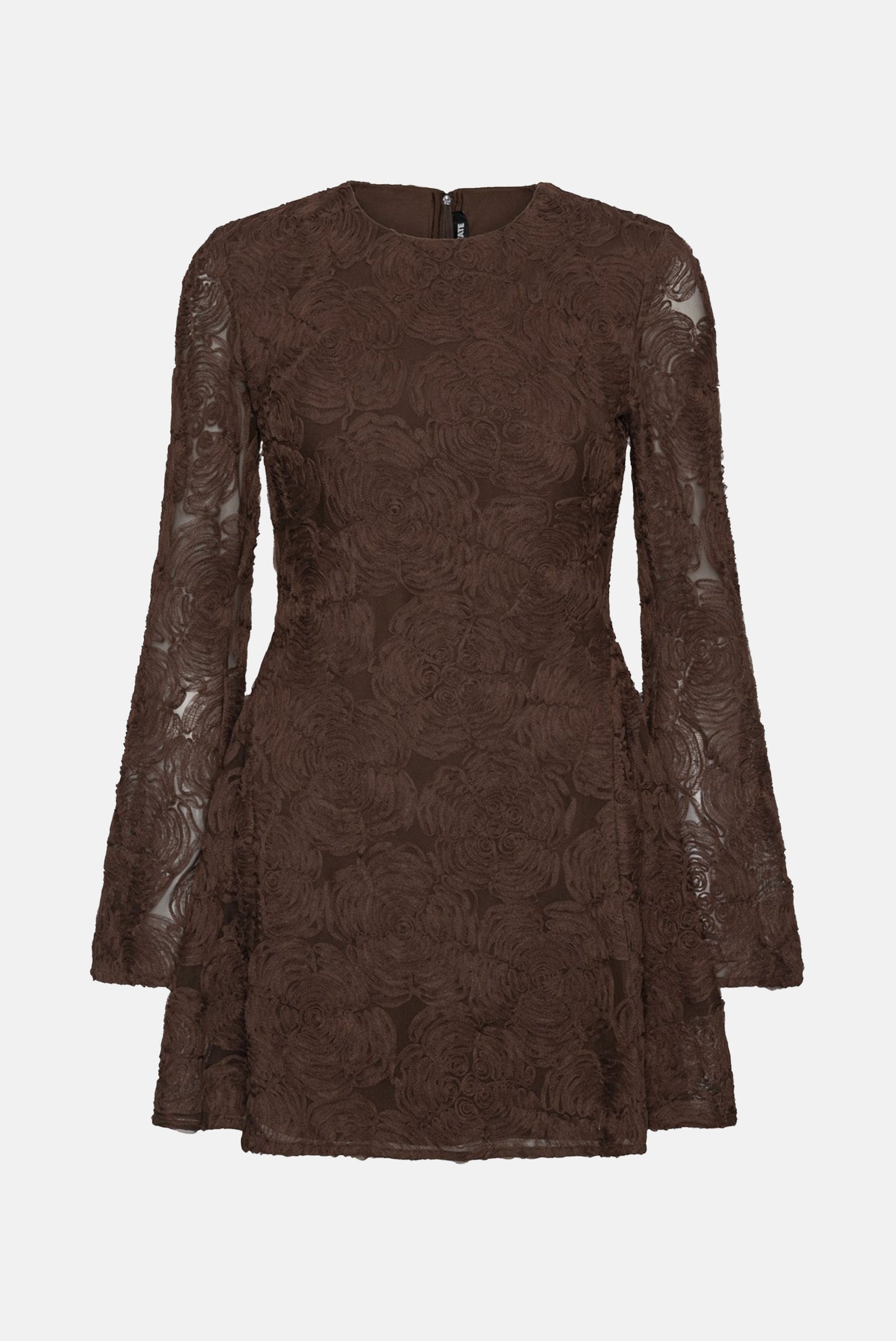 FLOWER MESH LS MINI DRESS