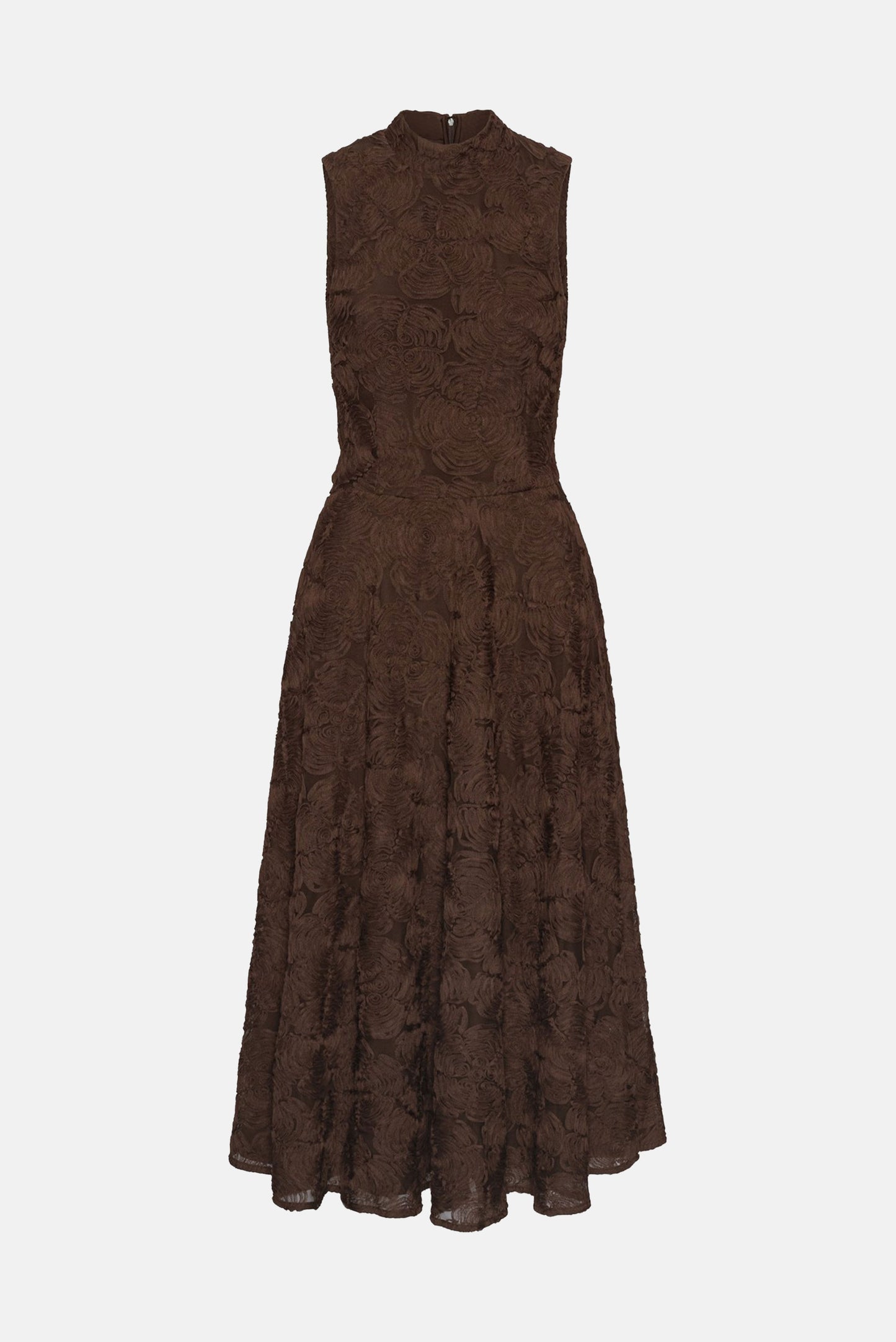 FLOWER MESH FLARED DRESS