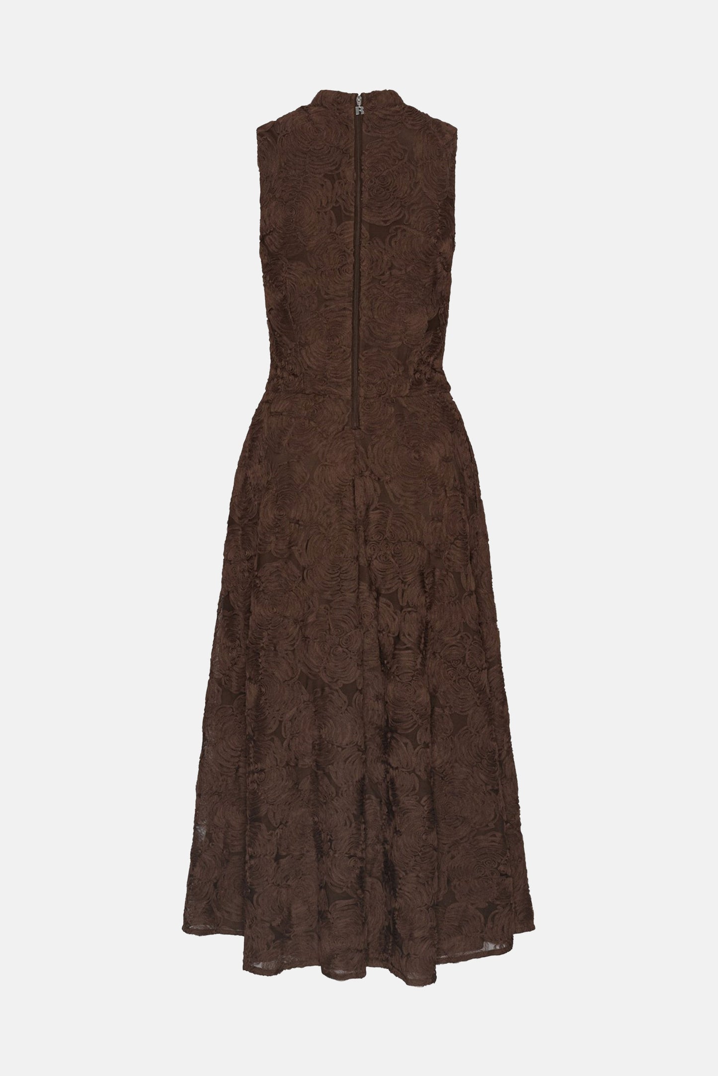 FLOWER MESH FLARED DRESS