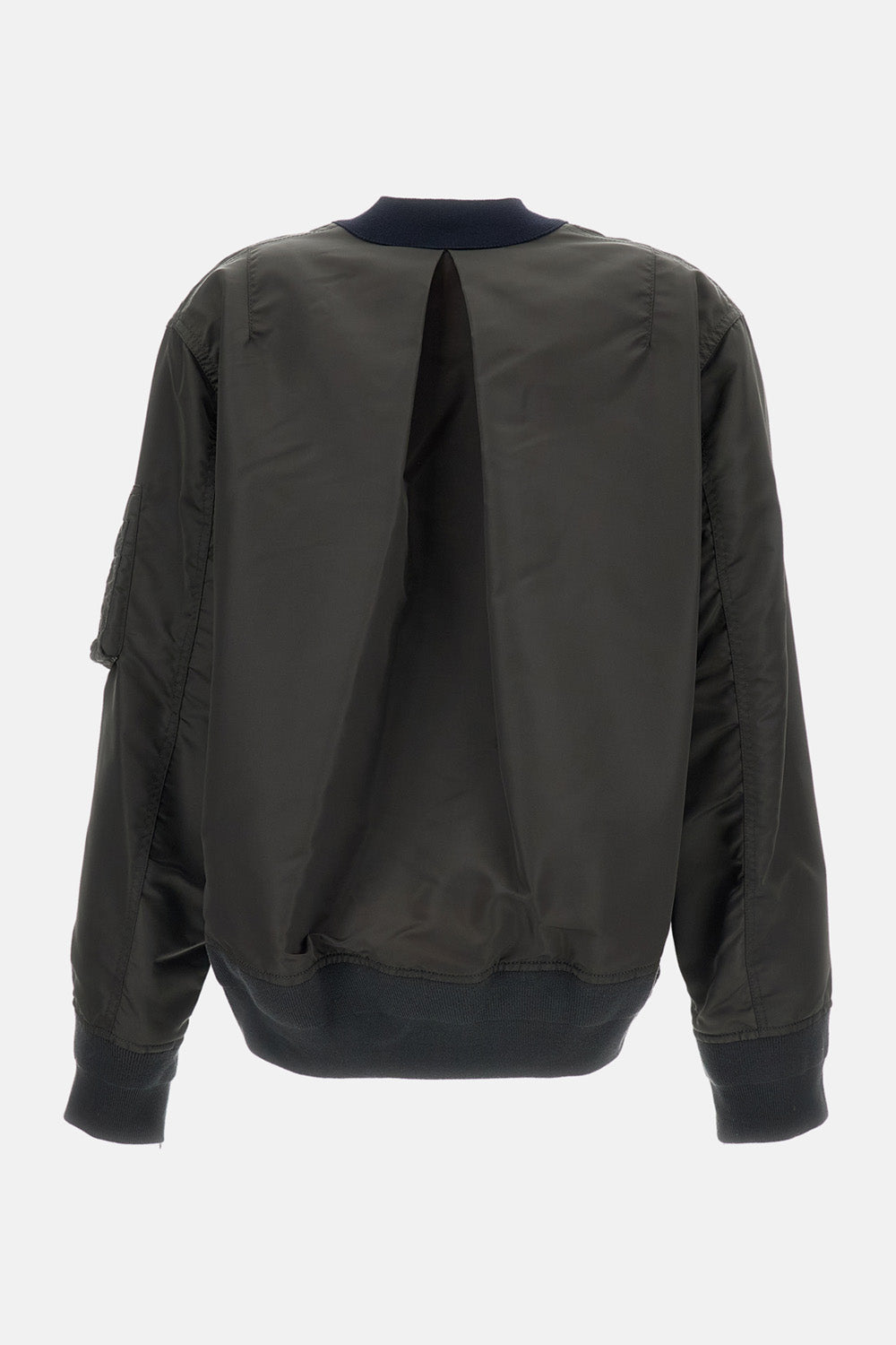 NYLON TWILL X COTTON KNIT CARDIGAN