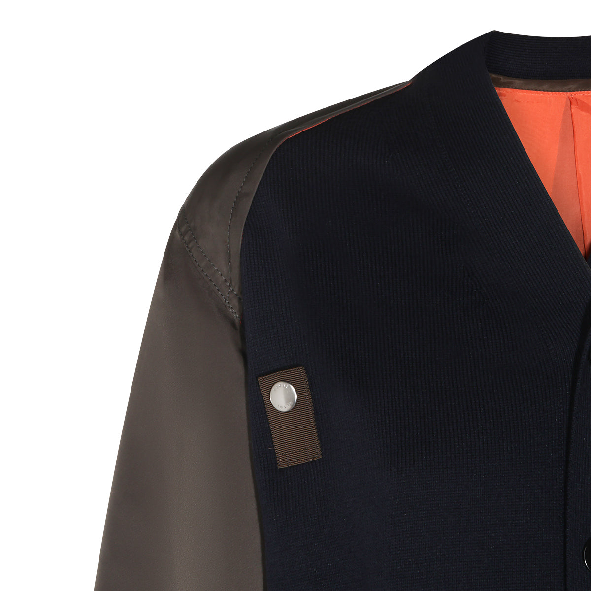 NAVY AND KHAKI COTTON BLEND CARDIGAN