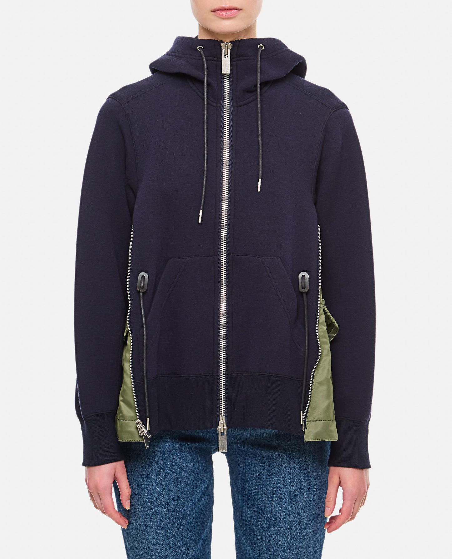 SPONGE SWEAT X NYLON TWILL HOODIE