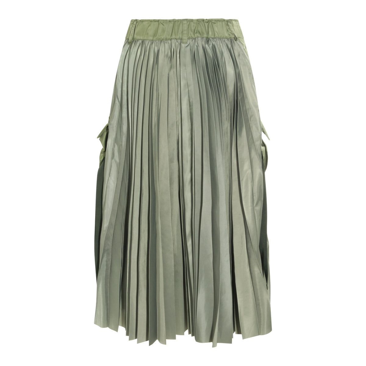 KHAKI NYLON TWILL LONG SKIRT