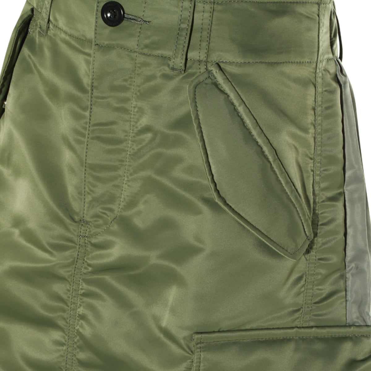 KHAKI NYLON TWILL LONG SKIRT