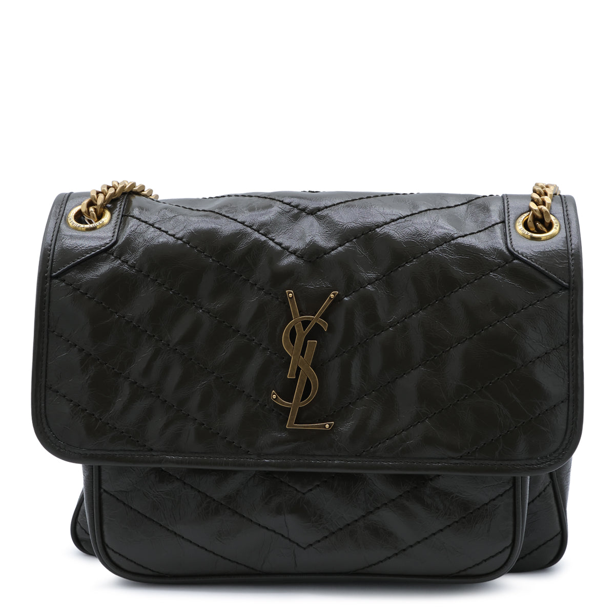 DARK GREEN LEATHER NIKI SHOULDER BAG