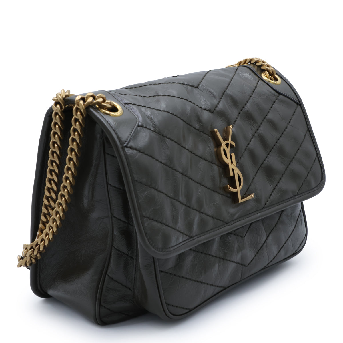 DARK GREEN LEATHER NIKI SHOULDER BAG