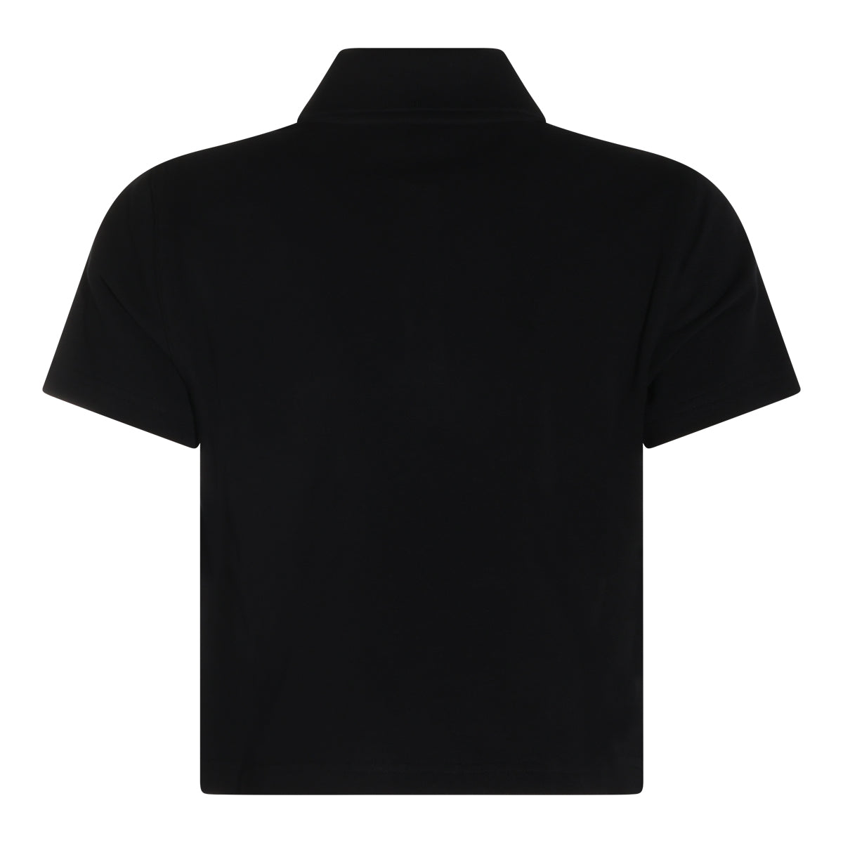 BLACK COTTON CROPPED POLO SHIRT