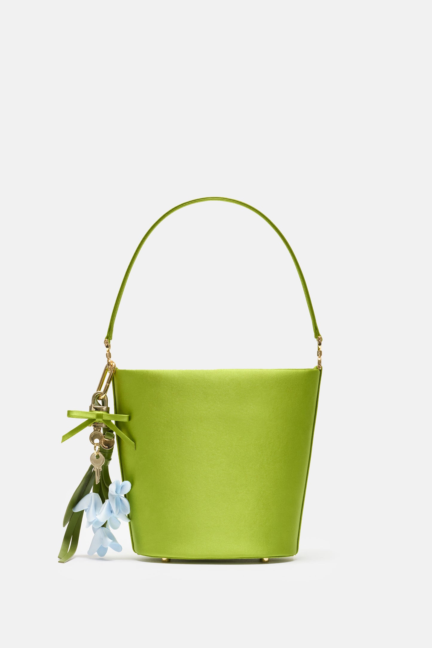 GREEN SATIN BUCKET BAG