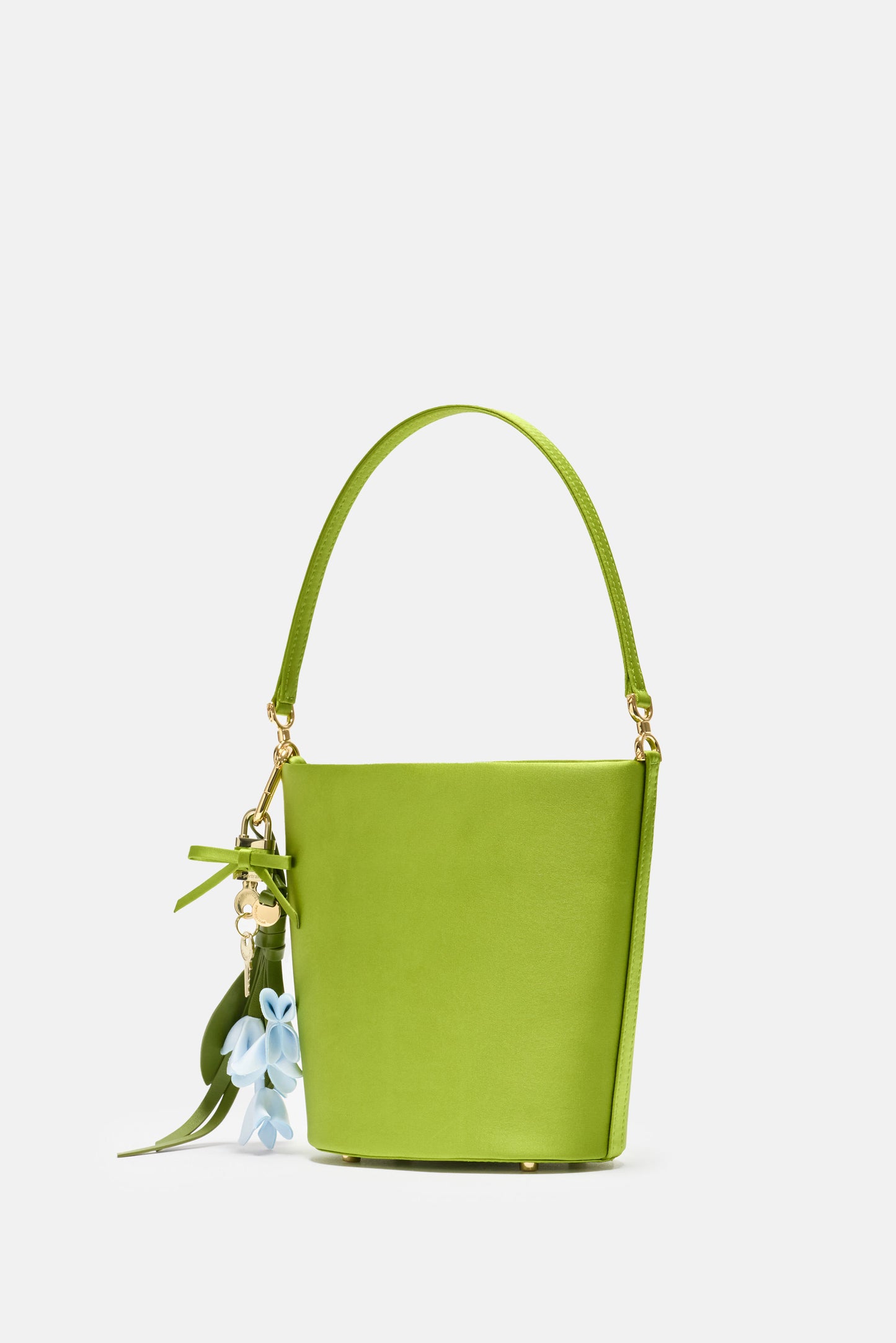 GREEN SATIN BUCKET BAG