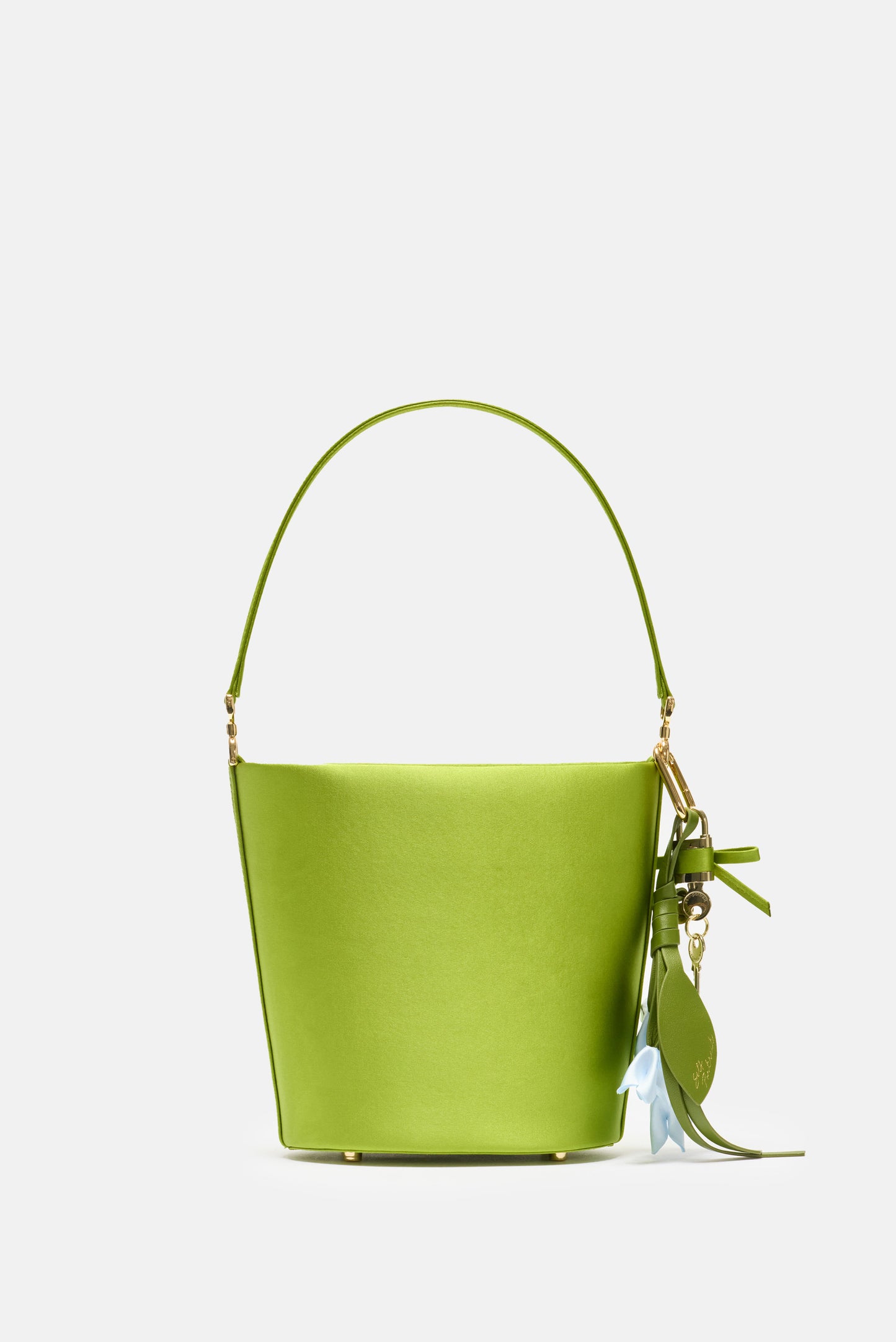 GREEN SATIN BUCKET BAG