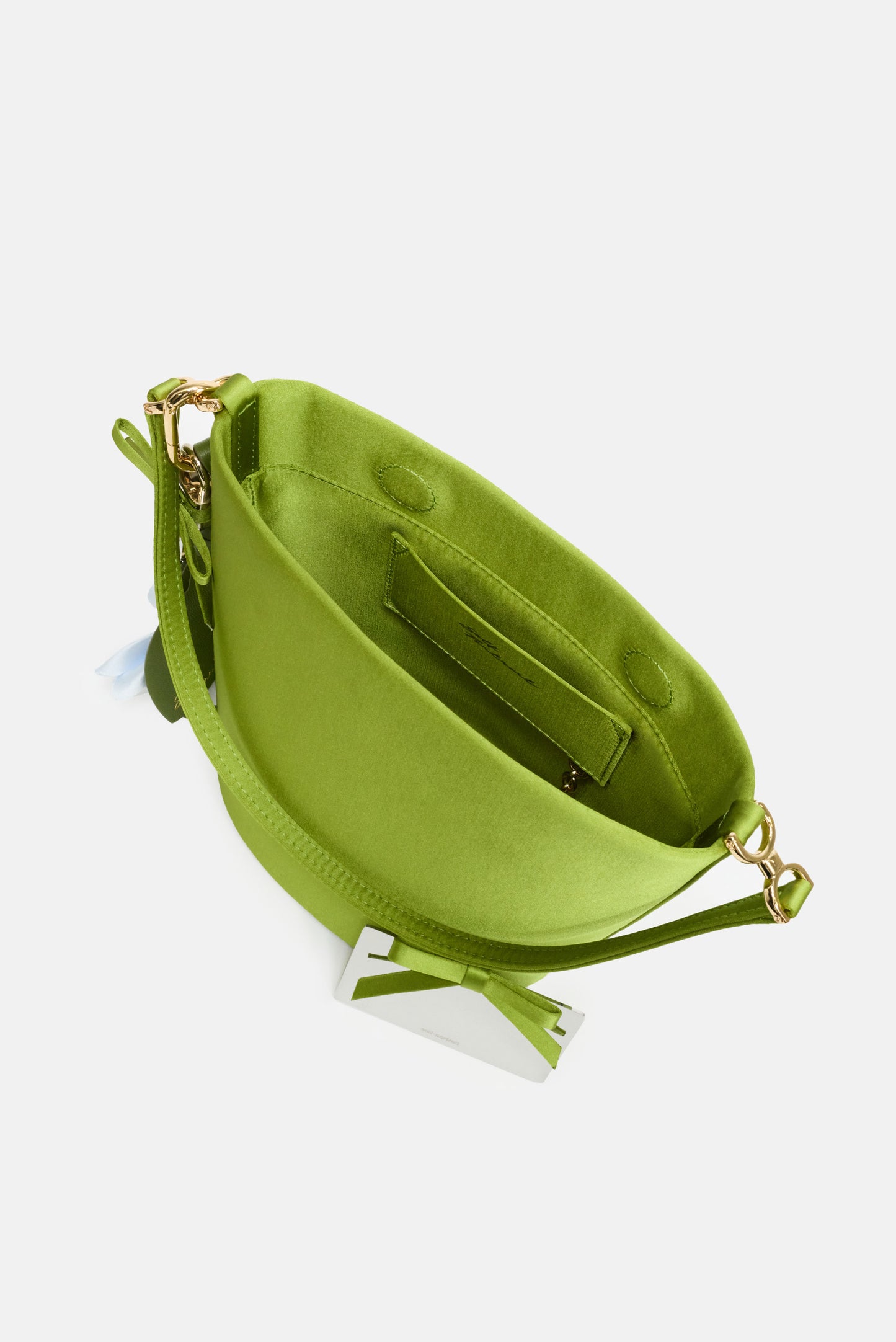 GREEN SATIN BUCKET BAG