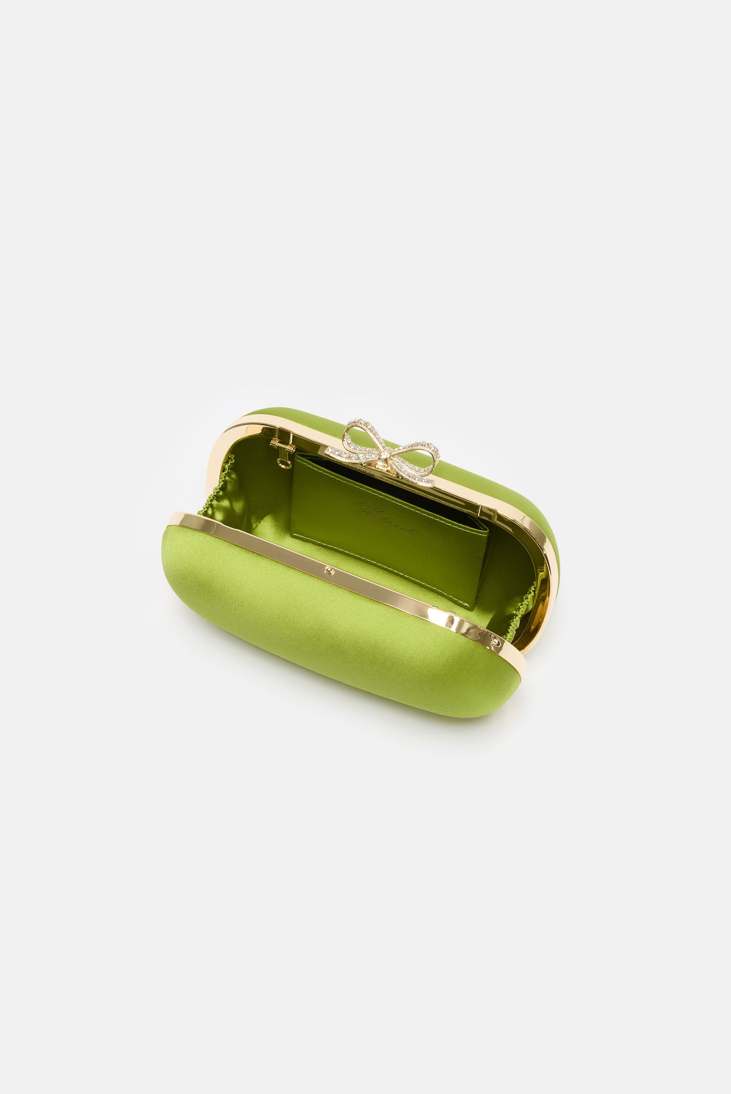 GREEN SATIN CLUTCH BAG