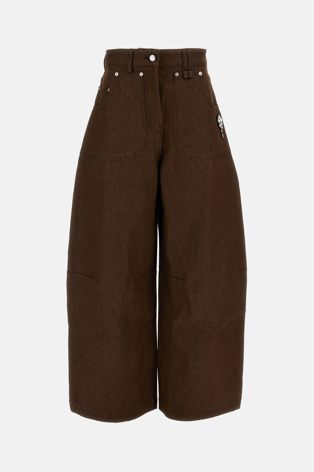 WIDE LEG UTILITY CURVE JEANS W/ EMB