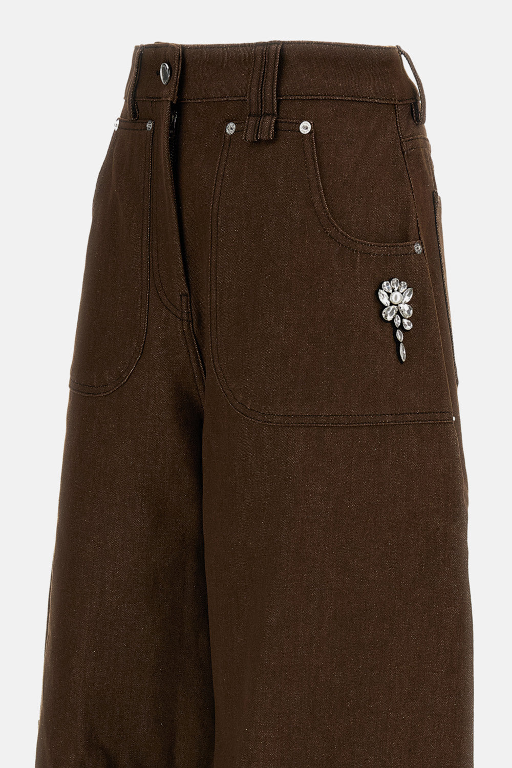 WIDE LEG UTILITY CURVE JEANS W/ EMB