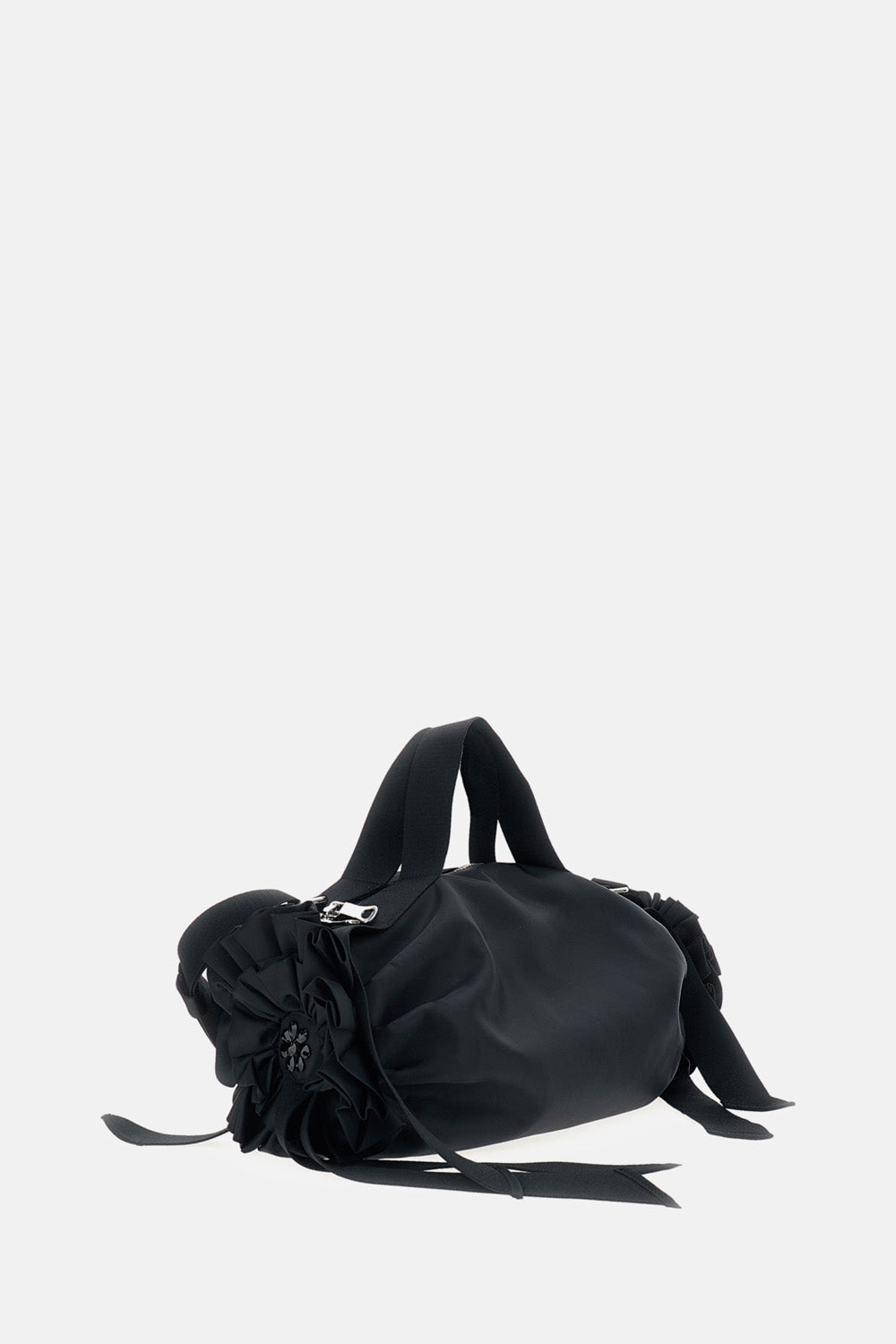 LARGE DOUBLE RIBBON ROSETTE BAG WITH EMBROIDERY