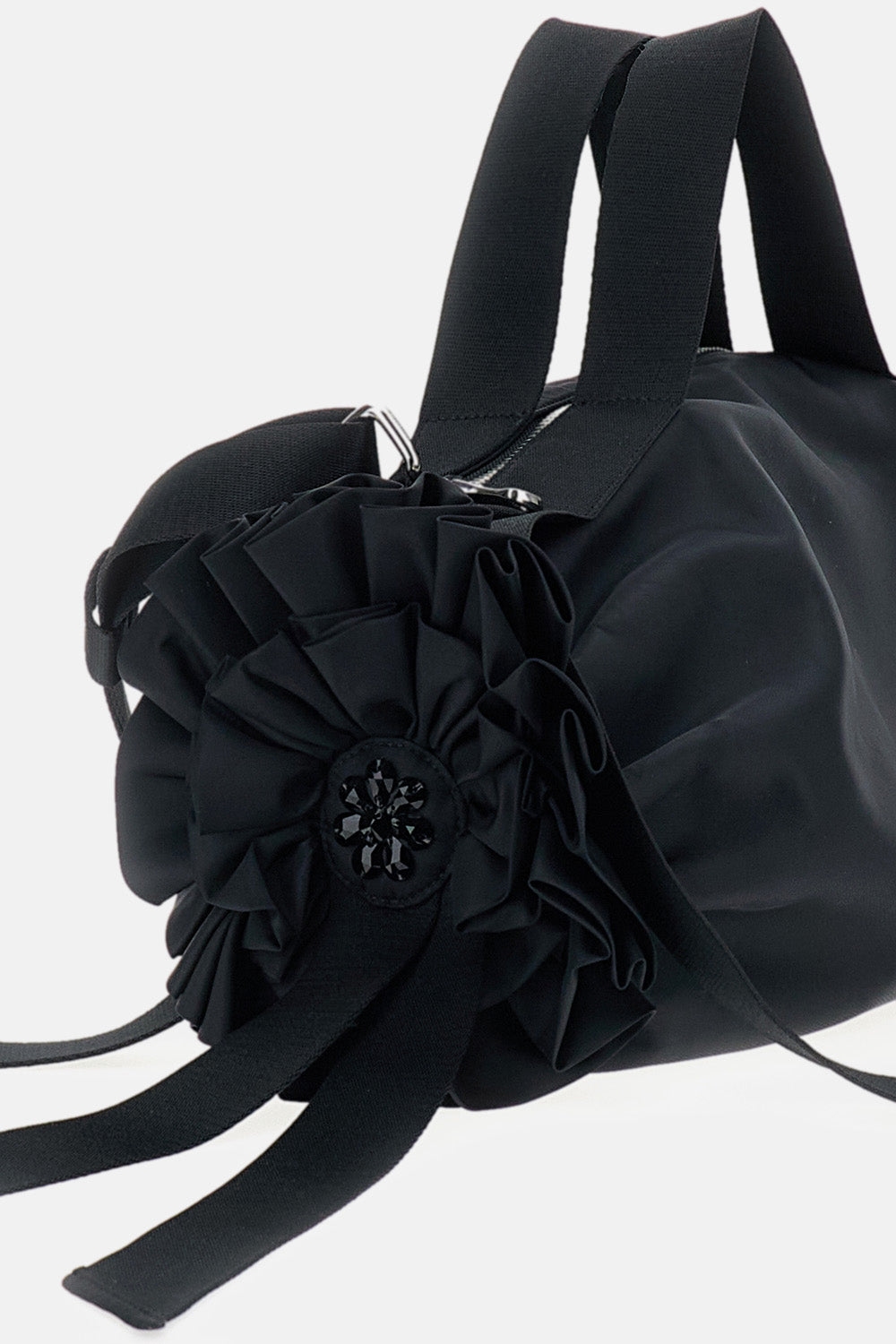 LARGE DOUBLE RIBBON ROSETTE BAG WITH EMBROIDERY