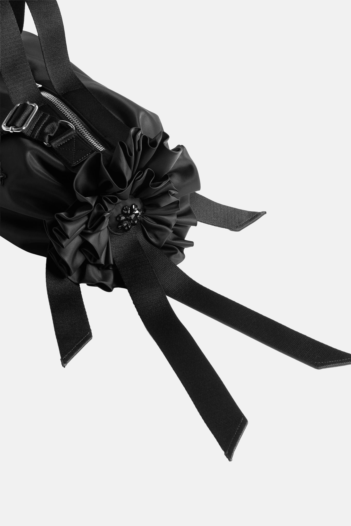 DOUBLE RIBBON ROSETTE BAG WITH TURBO EMB