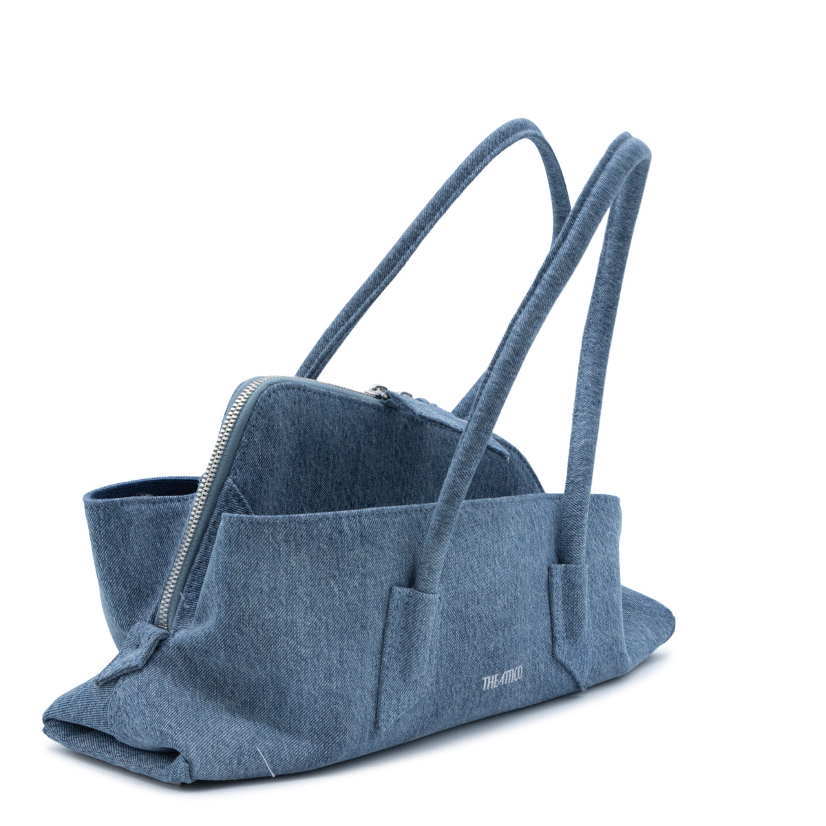 BLUE DENIM PASSEGGIATA SMALL TOP HANDLE BAG