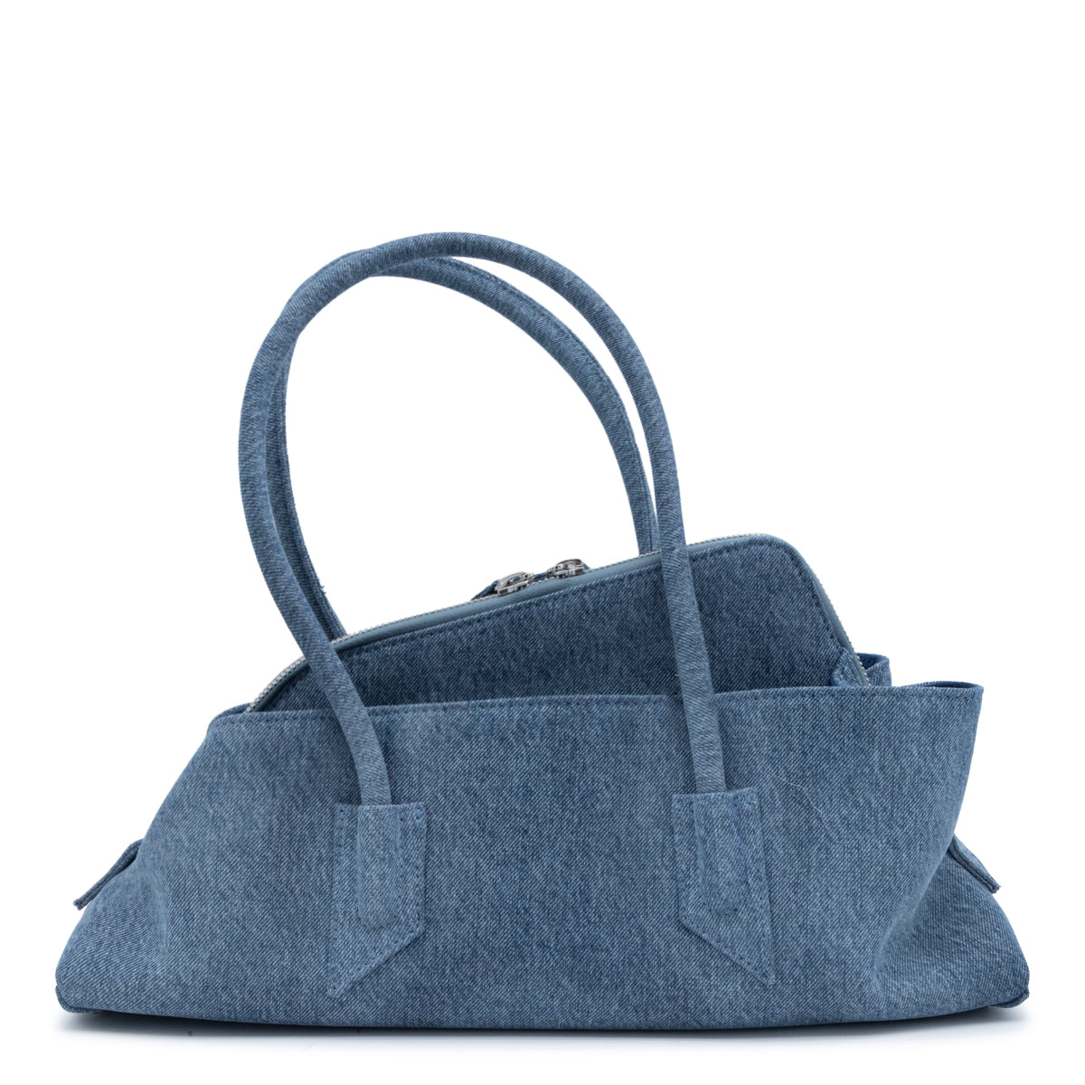 BLUE DENIM PASSEGGIATA SMALL TOP HANDLE BAG