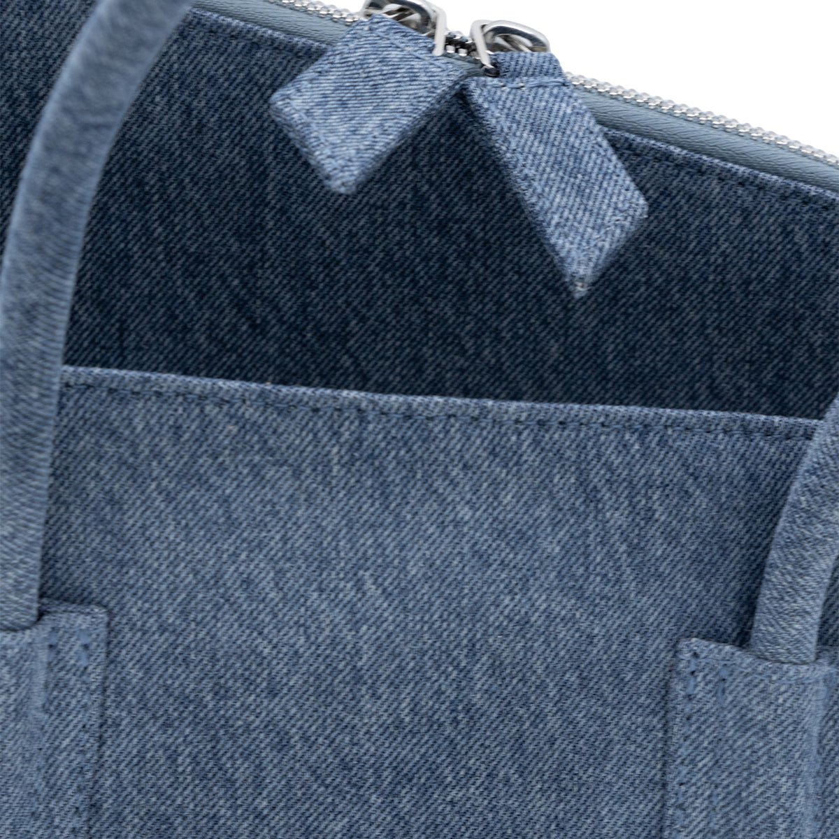 BLUE DENIM PASSEGGIATA SMALL TOP HANDLE BAG