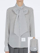 STRIPED SILK DETACHABLE COLLAR SHIRT