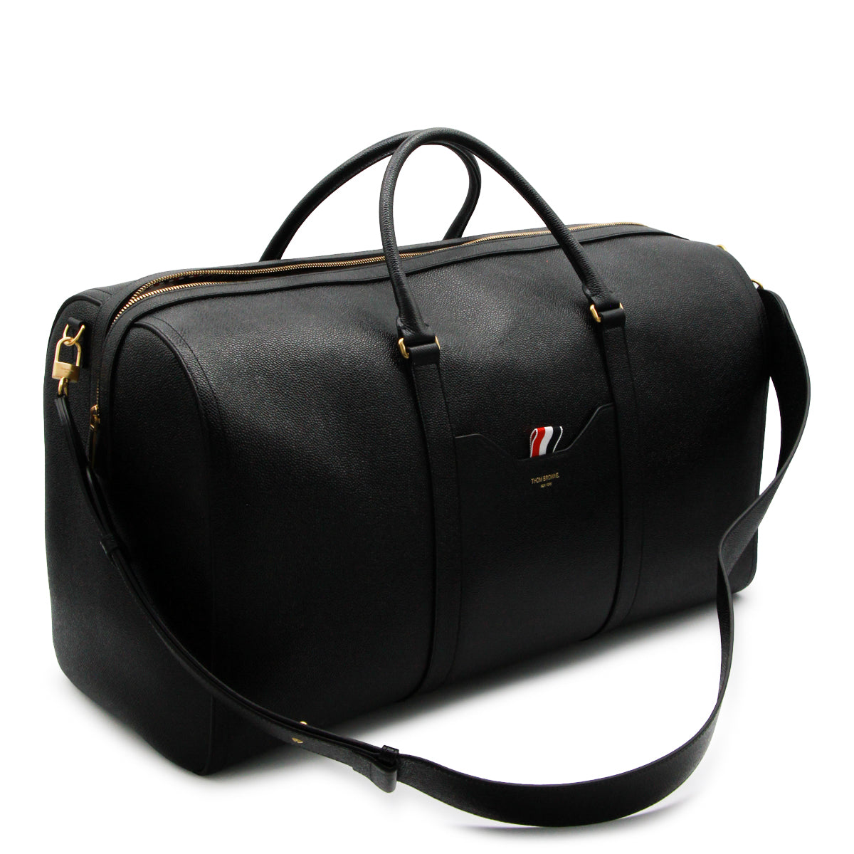 BLACK LEATHER TRAVEL BAG